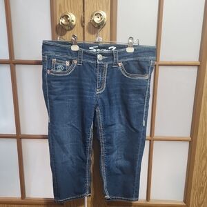 Seven7 Women's Dark Blue Capris